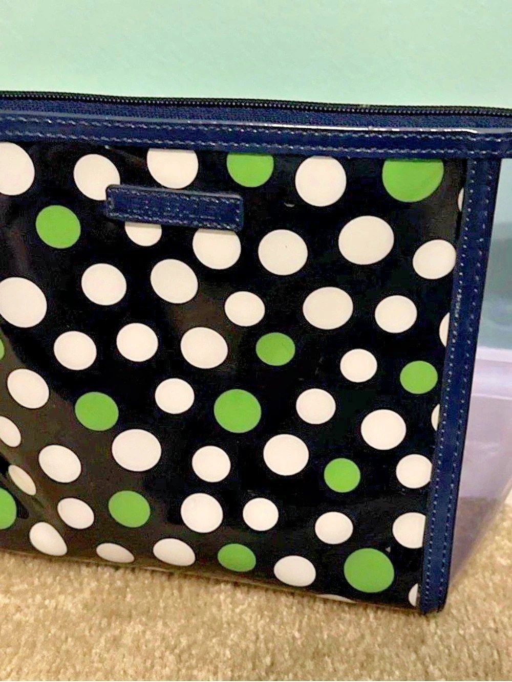 Vera Bradley Lucky Dots Cosmetic Case Black & Green